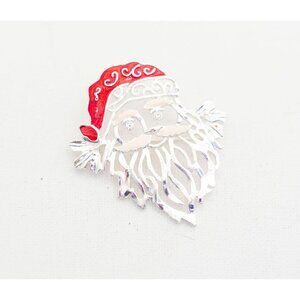 Vintage Silver Santa Christmas Brooch - A3